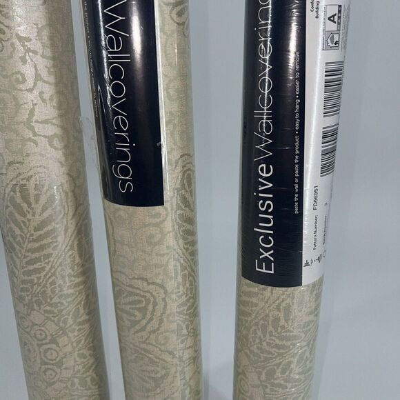 Kenneth James 301-66951 Tribe Modern Floral Scroll Wallpaper, Sage Total 156sq F - Picture 7 of 7